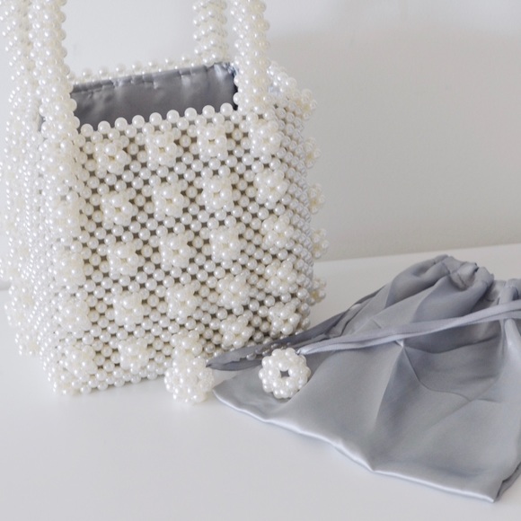 Handbags - Retro Faux Pearl Embellished Beaded Box Bag